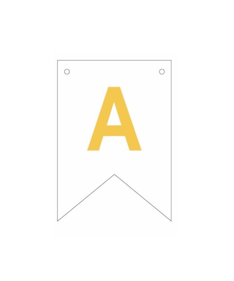 Baner biała złoty litera A 16,5 cm Baner biała złoty litera A 16,5 cm