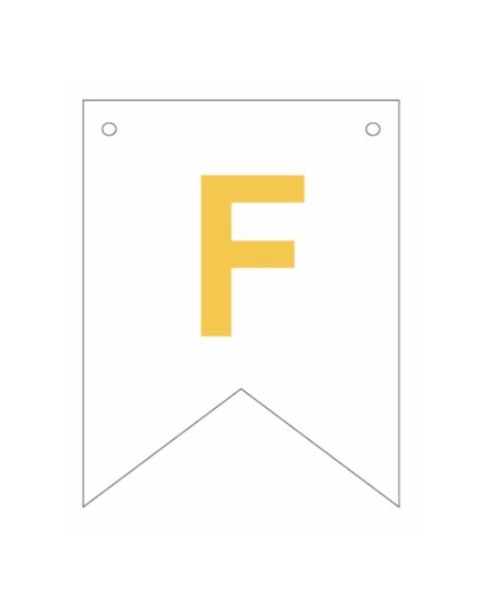 Baner biała złoty litera F 16,5 cm Baner biała złoty litera F 16,5 cm