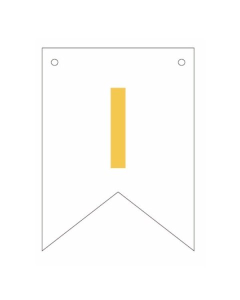 Baner biała złoty litera I 16,5 cm