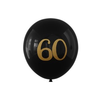 Balon lateksowy czarny z napisem 60, 12cali 100szt