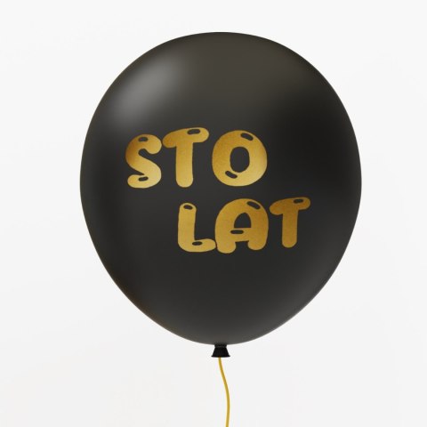 Balon lateksowy czarny ze złotym napisem Sto Lat,12cali 100szt Balon lateksowy czarny ze złotym napisem Sto Lat,12cali 100szt