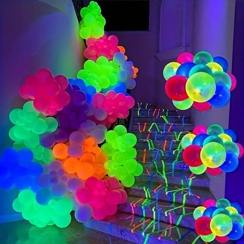 Balon lateksowy mix kolor 12cali fluorescencyjny, 50szt Balon lateksowy mix kolor 12cali fluorescencyjny, 50szt