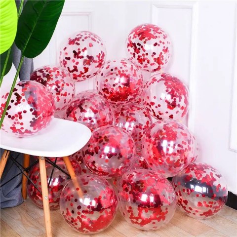 Balony lateksowe 12 cali 100szt z konfetti czerwonym Balony lateksowe 12 cali 100szt z konfetti czerwonym
