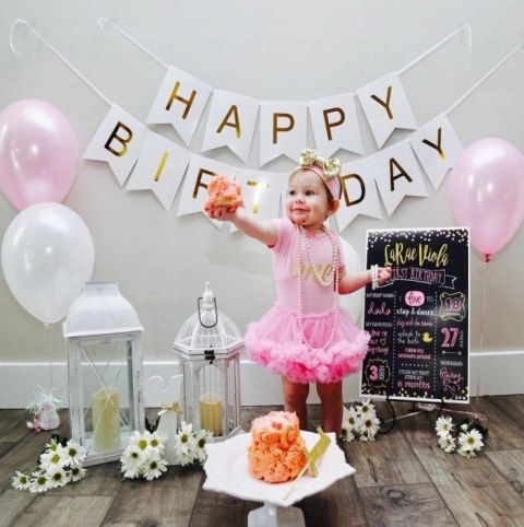 Baner biało złoty Happy Birthday Baner biało złoty Happy Birthday