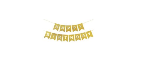 Baner złoty brokatowy Happy Birthday Baner złoty brokatowy Happy Birthday