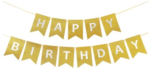 Baner złoty brokatowy Happy Birthday Baner złoty brokatowy Happy Birthday